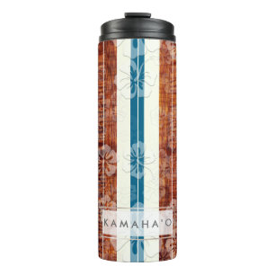 PixDezines Hibiskus-Imitat Koa Holz Longboard Thermosbecher