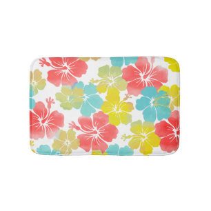 PixDezines Hibiskus/orange/blau/gelb Badematte