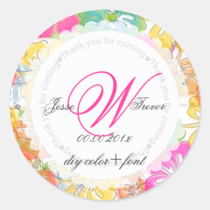 PixDezines Hibiskus-/Watercoloraffekt Runder Aufkleber