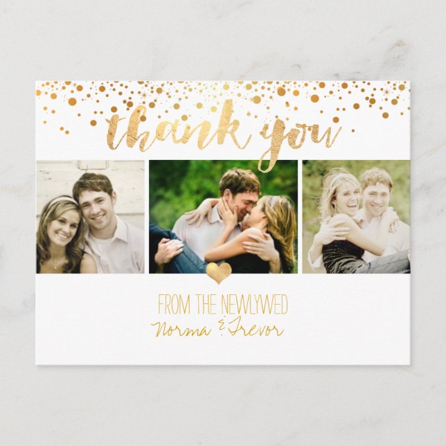 PixDezines Hochzeit danke Ihnen/Imitats Gold Postkarte (Vorderseite)