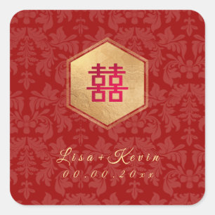 PixDezines Honeycomb Chinesisch Doppelter Appetit Quadratischer Aufkleber