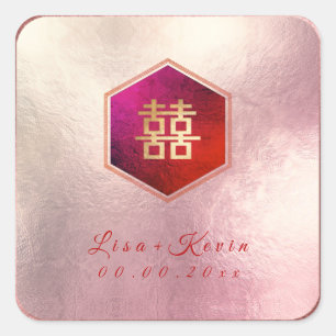 PixDezines Honeycomb Double Happiness Ombre Rose Quadratischer Aufkleber