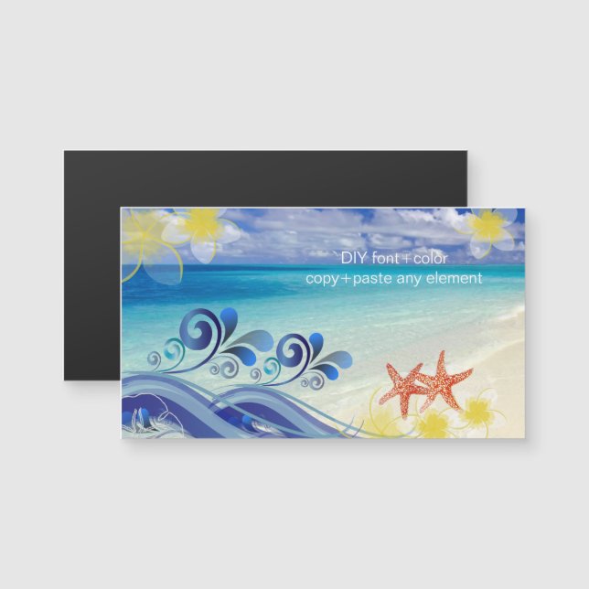 PixDezines hula wave/plumeria/starfish Magnetkarte (Vorne/Hinten)