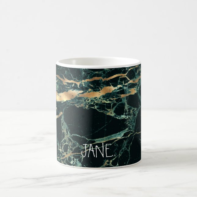PixDezines HUNTER GRÜNE MARBLE+IMITATE GOLD VEINS Tasse (Mittel)