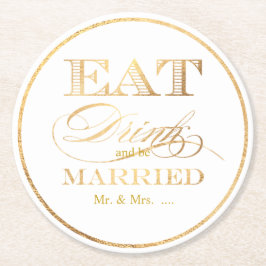 PixDezines Imitat-Gold/essen,/Getränk/und ist Runder Pappuntersetzer