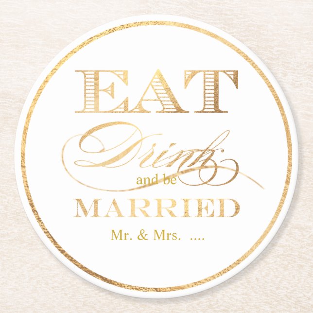PixDezines Imitat-Gold/essen,/Getränk/und ist Runder Pappuntersetzer (Vorderseite)