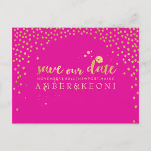 PixDezines Imitat Gold/Konfetti/rett-Datum/DIY-Far Ankündigungspostkarte