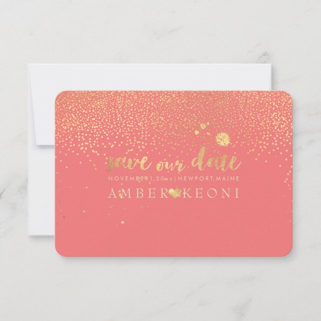 PixDezines-Imitat Gold/Rett-Datum/DIY-Farbe Save The Date (Vorderseite)