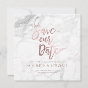 PixDezines Imitat Rose Gold+Marmor Save The Date