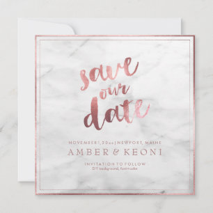 PixDezines Imitat Rose Gold+Marmor Save The Date