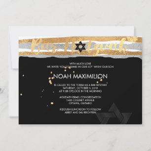 PixDezines Imitat Silber/Gold/Streifen Bar mitzvah Einladung