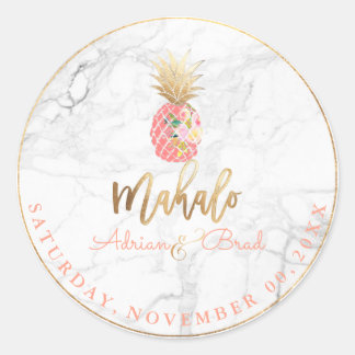 PixDezines Imitate Ananas/Pasty Orange/Marmor Runder Aufkleber