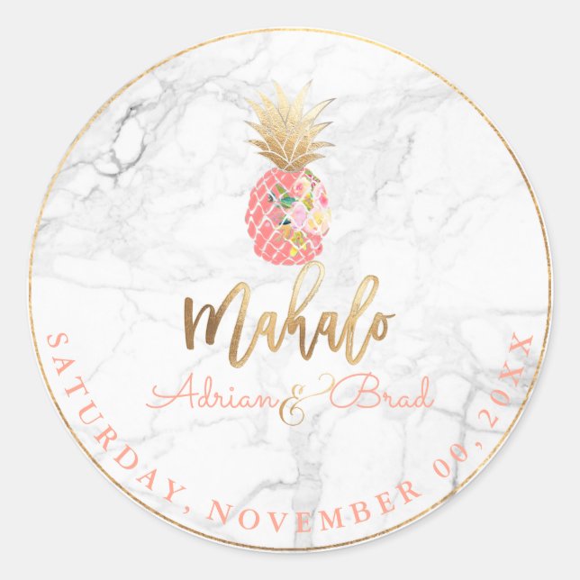 PixDezines Imitate Ananas/Pasty Orange/Marmor Runder Aufkleber (Vorderseite)