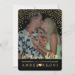 PixDezines Imitate Gold Confetti/Herz/Rett Datum Save The Date