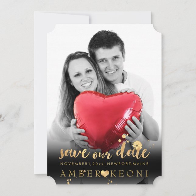 PixDezines Imitate Gold Herz/Rett Datum/Farbgebung Save The Date (Vorderseite)