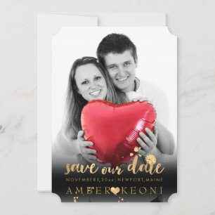 PixDezines Imitate Gold Herz/Rett Datum/Farbgebung Save The Date