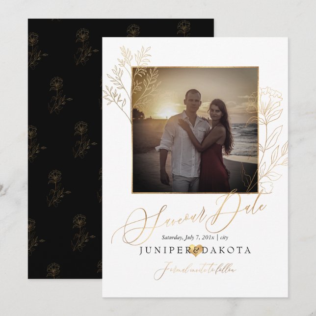 PixDezines Imitate Gold Lisianthus+Delicate Zweigs Einladung (Vorne/Hinten)