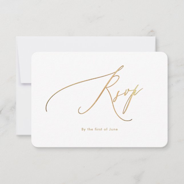 PixDezines Imitate Gold Luxe Calligraphy Response RSVP Karte (Vorderseite)