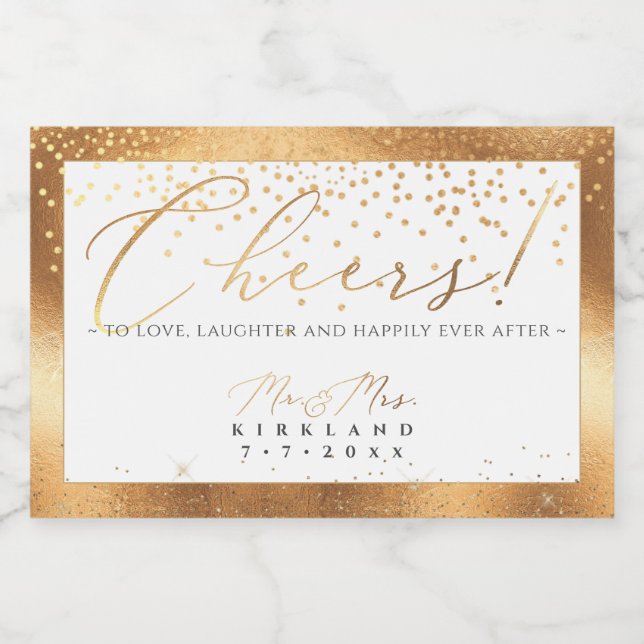 PixDezines Imitate Gold Luxus Script Cheers+Confet (Einzelnes Label)