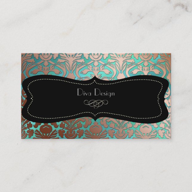 PixDezines-Imitate Kupferflora-Damast/Degenhinterg Visitenkarte (Vorderseite)
