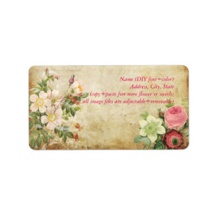 PixDezines-Imitate-Perchment/Vintage Rose Adressaufkleber