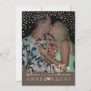PixDezines Imitate Rose Gold Confetti/Herz/Rett Da Save The Date