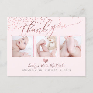 PixDezines Imitate Rose Gold Confetti/Vielen Dank Postkarte