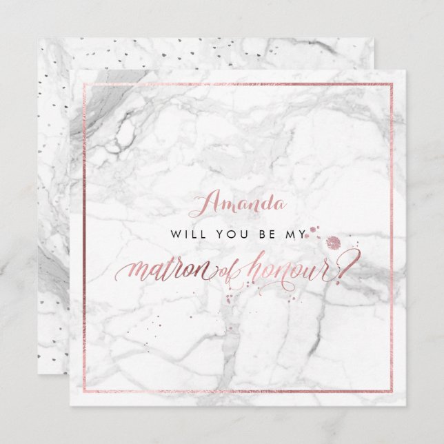 PixDezines Imitate Rose Gold Ihr Ehrenmatron Einladung (Vorne/Hinten)