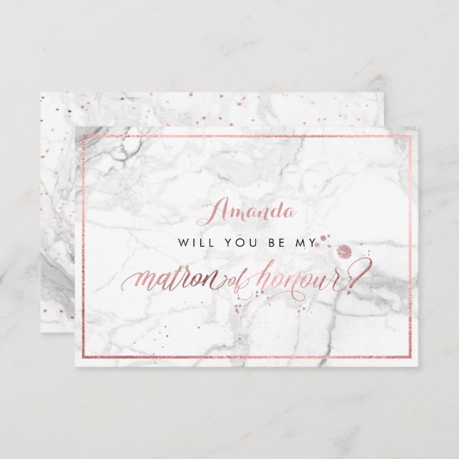 PixDezines Imitate Rose Gold Ihr Ehrenmatron Einladung (Vorne/Hinten)