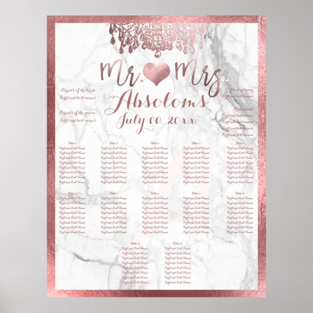 PixDezines Imitate Rose Gold Kronleuchter/Herz/Mar Poster (Vorne)