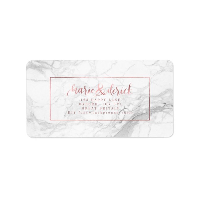 PixDezines Imitate Rose Gold+Marmor+DIY Hintergrun Adressaufkleber (Vorne)