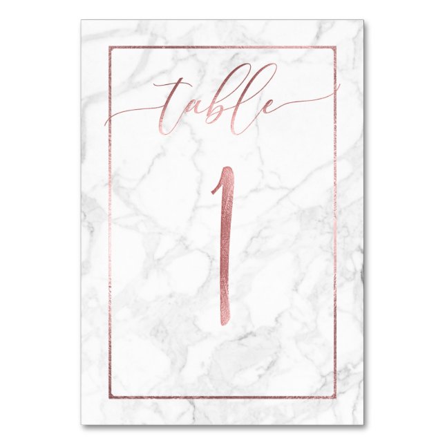 PixDezines Imitate Rose Gold/Tabelle 1+/Marmor Tischnummer (Vorderseite)