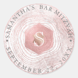 PixDezines Imitate Rose Goldene Tree Rings Mitzvah Runder Aufkleber