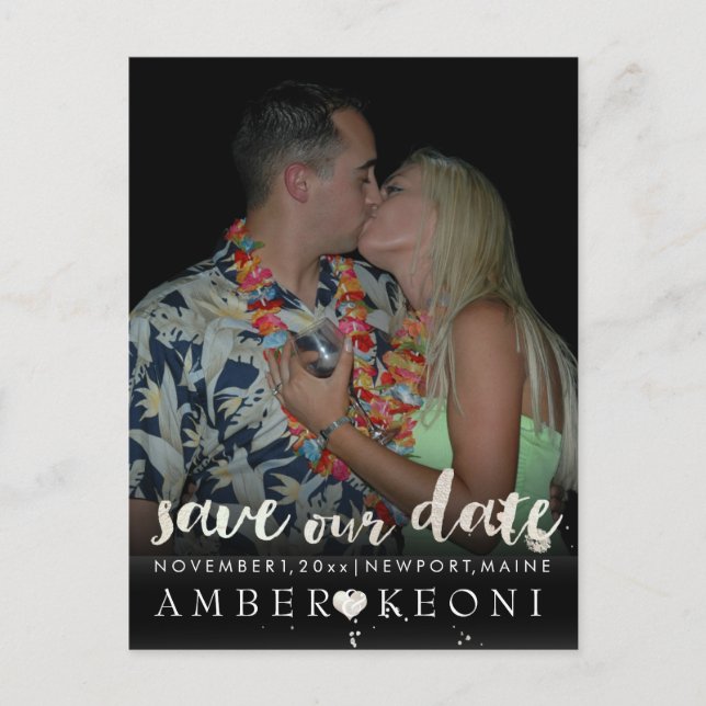 PixDezines Imitate silber/rett Datum/Farbfarbe Ankündigungspostkarte (Vorderseite)