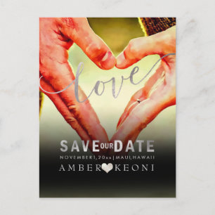 PixDezines Imitate Silber Save the Date/Herz Ankündigungspostkarte