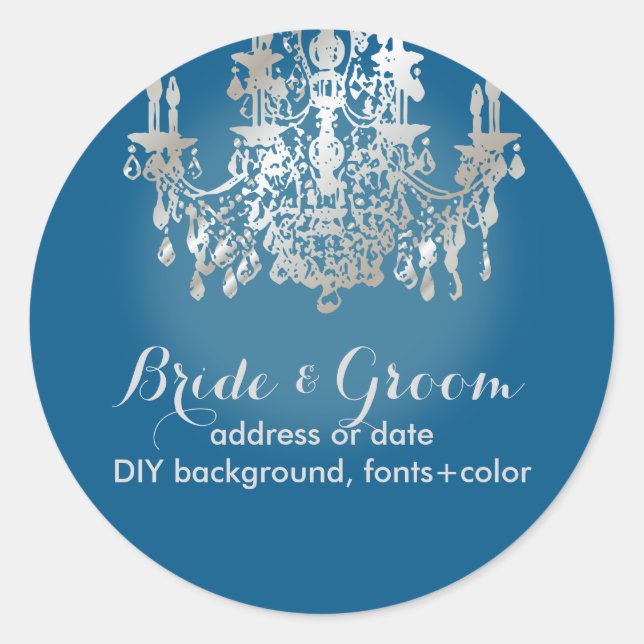 PixDezines Imitate silbern Kristallleuchter/DIY-Fa Runder Aufkleber (Vorderseite)