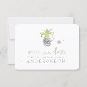 PixDezines Imitate Silver Pineapel/rett unser Datu Save The Date
