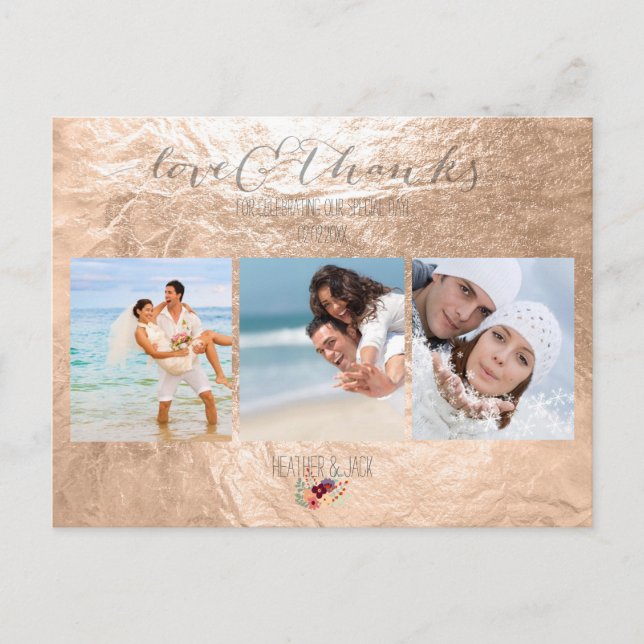 PixDezines Imitats Champagnerfolie/Fotos/Vielen Da Postkarte (Vorderseite)