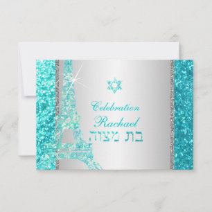 PixDezines Imitats Glitzer eiffel/mitzvah Feier Einladung