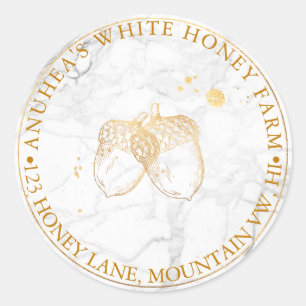 PixDezines IMITATS GOLD ACORNS+MARBLE Runder Aufkleber