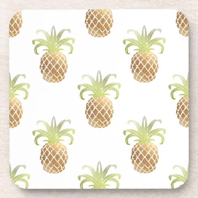 PixDezines Imitats Gold Ananas/DIY Hintergrund Untersetzer (Vorderseite)