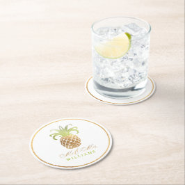 PixDezines Imitats Gold/Ananas Runder Pappuntersetzer