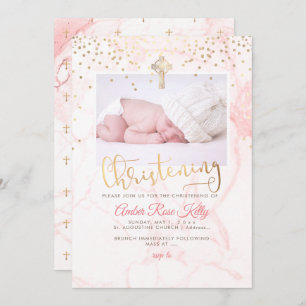 PixDezines Imitats Gold Confetti+Marmor Christenin Einladung