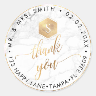 PixDezines IMITATS GOLD HONEYCOMB, MONOGRAM DANK Runder Aufkleber