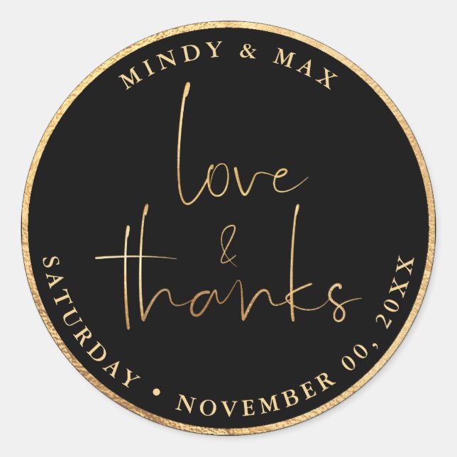 PixDezines IMITATS GOLD LIEBE+DANKS | DIY FARBE Runder Aufkleber (Vorderseite)