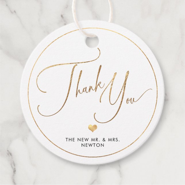 PixDezines Imitats Gold Luxe Calligraphie Danke Fa Geschenkanhänger (Vorderseite)
