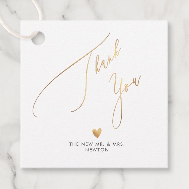 PixDezines Imitats Gold Luxe Calligraphie Danke Fa Geschenkanhänger (Vorderseite)