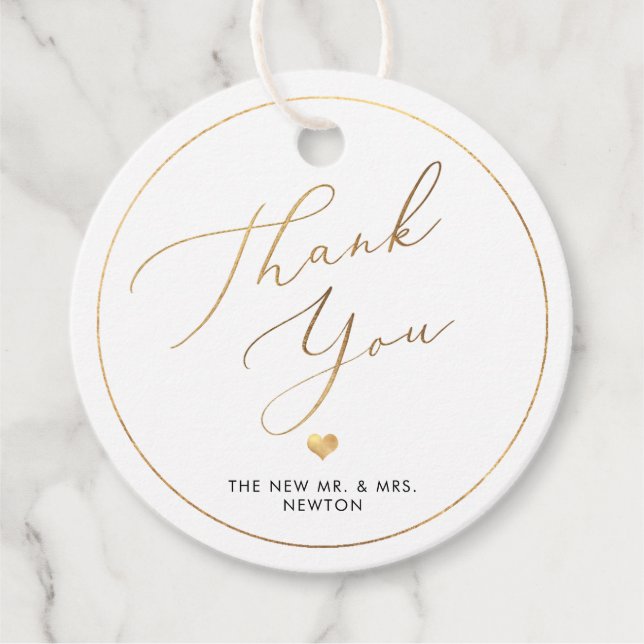 PixDezines Imitats Gold Luxe Calligraphy Vielen Da Geschenkanhänger (Vorderseite)