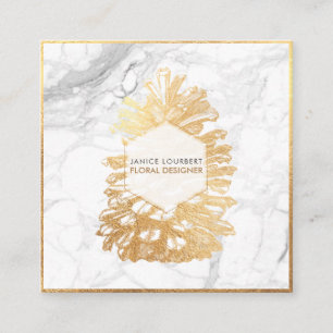 PixDezines IMITATS GOLD PINECONES+MARBLE Quadratische Visitenkarte