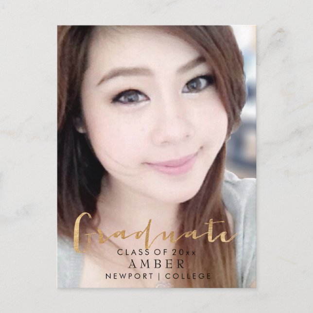 PixDezines Imitats Gold Spaß Schriftart/Graduate F Ankündigungspostkarte (Vorderseite)